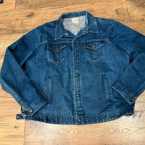 Vtg K Saddle King Western Denim Jean Jacket Blue Mens Small Made In USA 52 Tall
